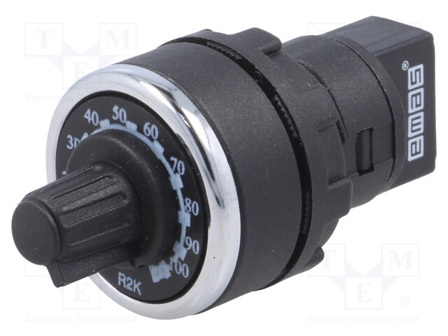 POTENTIOMETRI - 22MM - IP65 - POTENTIOMETRI: YKSIKIERROS - 2KOHM - 54,8V - Taulukytkimien lisävarusteet - T0-BPR02K - 1