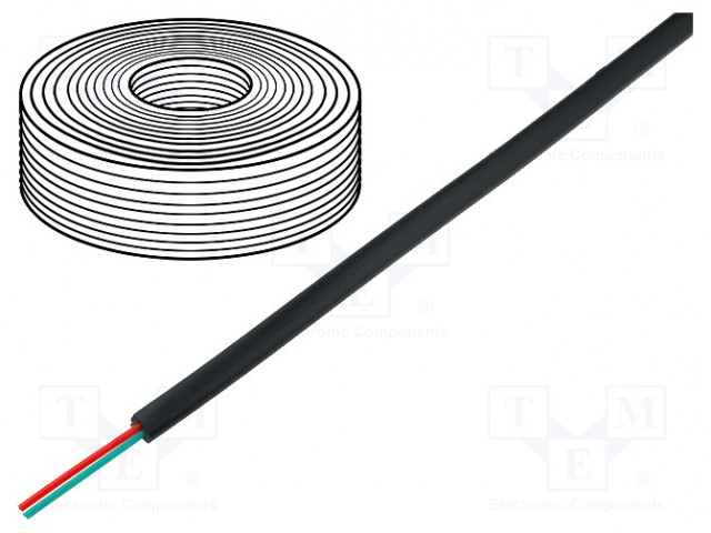 PUHELINKAAPELI - 2X28AWG - LANKA - MUSTA -20÷60°C - LANKA: CU - Puhelinkaapelit - TEL-0030-100BK - 1