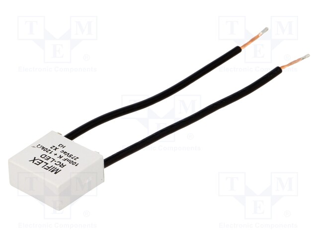 SUODATIN: RC - 275VAC - 100NF - 120KOHM - THT - 18X8,5X17MM - RASTERI: 15MM - Häiriönpoistosuotimet - RC-LED-100N120K - 1