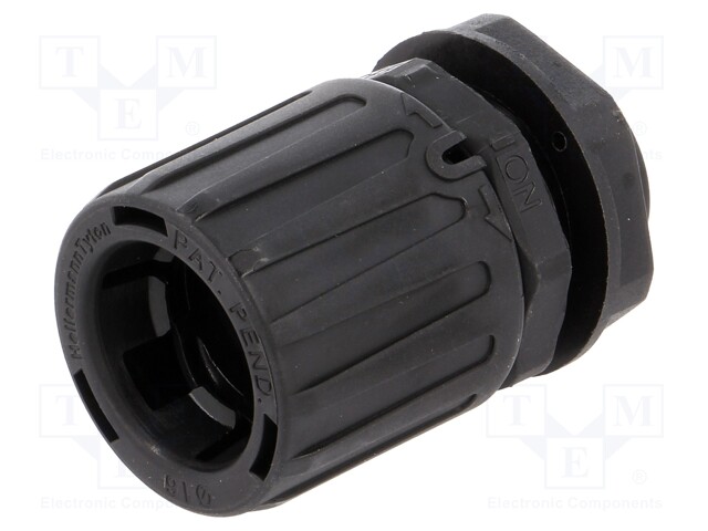 SUORA PÄÄTELIITIN - KIERRE: METRINEN,ULKO-POLYAMIDI - HELAGUARD - Punosten lisätarvikkeet - HG16-S-M20-PA66-BK - 1