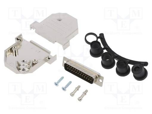 LIITIN: D-SUB - PIN: 25 - PISTOKE - UROS - JUOTETTAVA - JOHTOON - MUSTA - D liittimet - D45NT25-M-DBP-K - 1