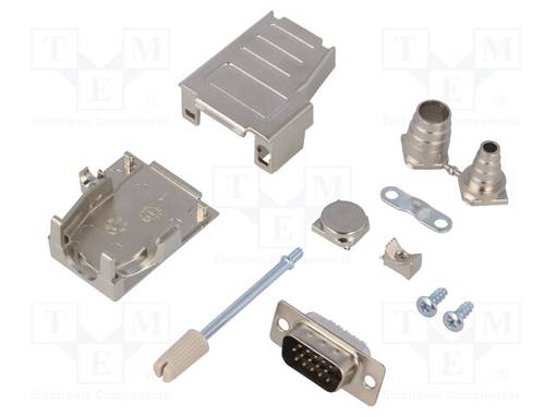 D-SUB LIITIN HD - PIN: 15 - PISTOKE - UROS - JUOTETTAVA - JOHTOON - DSSK - D liittimet - DSSK09-M-HDP15-K - 1