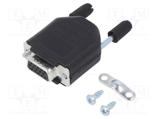 D-SUB LIITIN HD - PIN: 15 - PISTOKE - NAARAS - SUORA - JUOTETTAVA - D liittimet - DTCK09-HDS15-K - 1