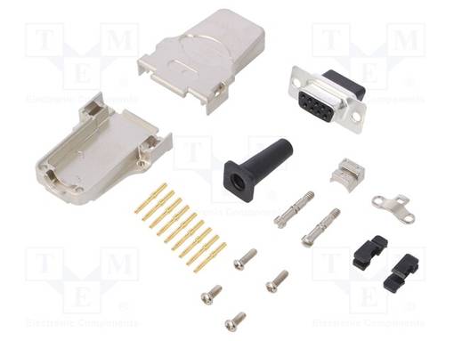 LIITIN: D-SUB - PIN: 9 - PISTOKE - NAARAS - PURISTETTAVA - MUSTA - D liittimet - DTZF09-DBCS-K - 1