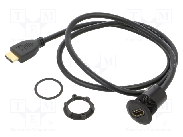 KAAPELI-HDMI ADAPTERI -PISTORASIA,HDMI-PISTOKE - RUNKO: MUSTA - HDMI liittimet - HDMI-03-BK - 1