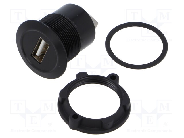 ADAPTERI - USB A RASIA,USB B RASIA - PANEELIASENNETTAVA,TAKAMUUTTERI - USB liittimet - USB-02-BK - 1