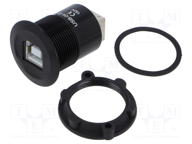 ADAPTERI - USB B RASIA,MOLEMMIN PUOLIN - PANEELIASENNETTAVA,TAKAMUUTTERI - USB liittimet - USB-04-BK - 1