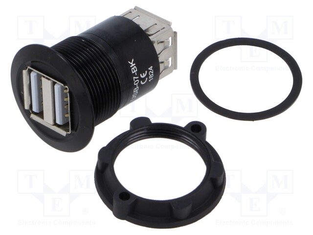 ADAPTERI - USB A-PISTORASIA X2,MOLEMMIN PUOLIN - USB 2.0 - 1÷10MM - USB liittimet - USB-07-BK - 1