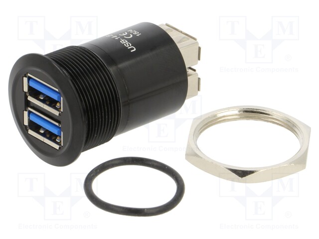ADAPTERI - USB A-PISTORASIA X2,MOLEMMIN PUOLIN - USB 3.0 - 1÷10MM - USB liittimet - USB-14-BK - 1