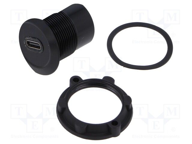 ADAPTERI - USB C RASIA,MOLEMMIN PUOLIN - PANEELIASENNETTAVA,TAKAMUUTTERI - USB liittimet - USBC-01-BK - 1