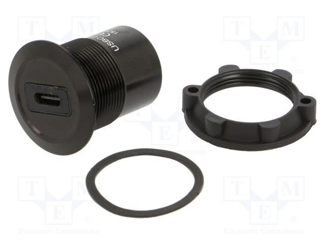 ADAPTERI - USB A RASIA,USB C RASIA - PANEELIASENNETTAVA,TAKAMUUTTERI - USB liittimet - USBC-03-BK - 1