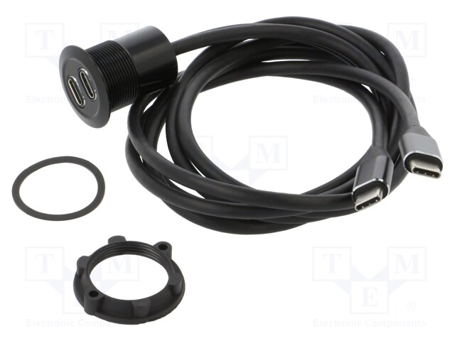 ADAPTERI - USB C RASIA X2,USB C PISTOKE X2 - USB 3.1 - KIERRE: M22 - USB liittimet - USBC-10-BK - 1