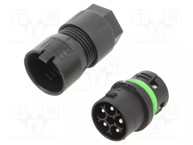 AC LIITIN-RUUVI TERMINAALI - UROS - 16A - 400V - NAVAT: 5 - 4+PE - AC liittimet ja rungot - 3801V-M-5P-BK - 1