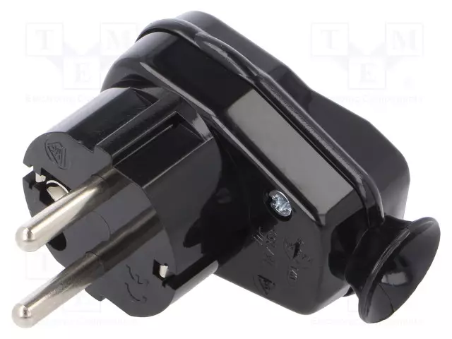 AC LIITIN-UROS - PISTOKE - 2P+PE - 250VAC - 16A - MUSTA - JOHTOON - AC liittimet ja rungot - AWA-LBK - 1