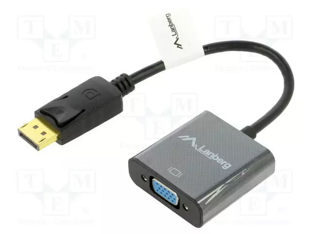 ADAPTERI - DISPLAYPORT-PISTOKE,VGA NAARASLIITIN - FULL HD 1080P - HDMI, DVI, DisplayPort johdot - AD-0002-BK - 1