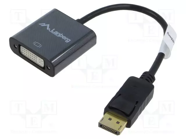 ADAPTERI - DISPLAYPORT-PISTOKE,DVI-I (24+5) PISTORASIA - 0,1M - HDMI, DVI, DisplayPort johdot - AD-0007-BK - 1