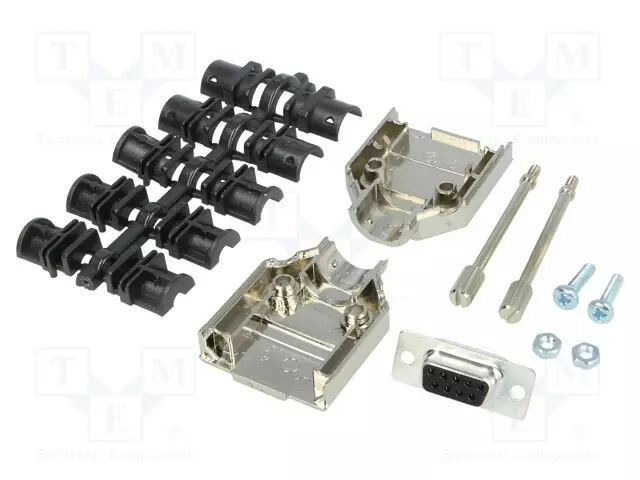 LIITIN: D-SUB - PIN: 9 - PISTOKE - NAARAS - JUOTETTAVA - JOHTOON - MUSTA - D liittimet - DTPK-M-09-DMS-K - 1