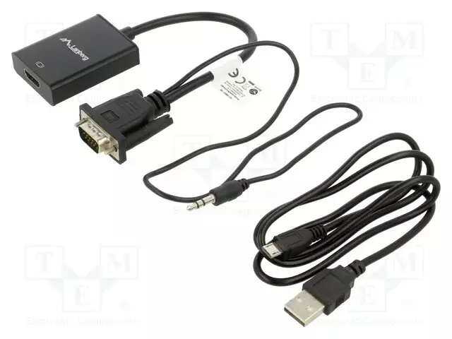 HDMI ADAPTERI -PISTORASIA,JACK 3,5MM 3PIN PISTOKE,VGA PISTOKE - HDMI, DVI, DisplayPort johdot - AD-0021-BK - 1