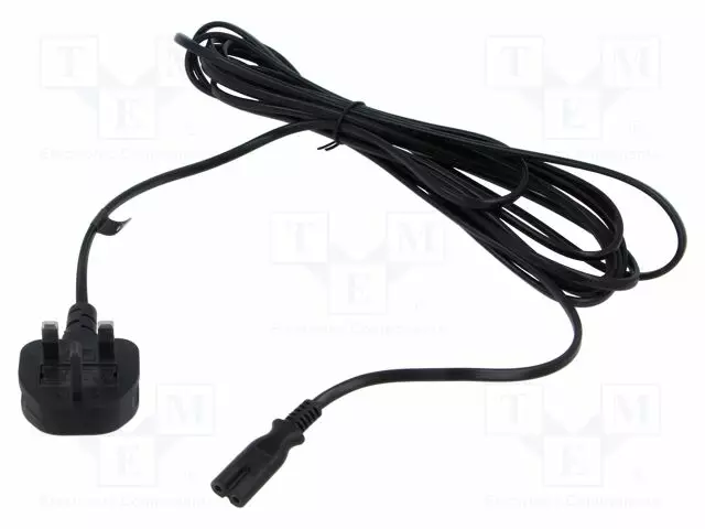 KAAPELI - 2X0,75MM2 - BS 1363 (G) PISTOKE,IEC C7 NAARAS-PVC - 5M - Tietokone- ja laitejohdot - POSAC-C7UK50BK - 1