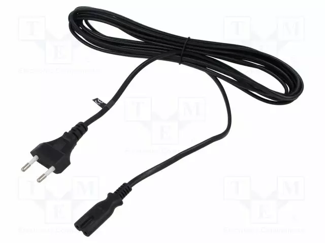 KAAPELI - 2X0,75MM2 - CEE 7/16 (C) PISTOKE,IEC C7 NAARAS-PVC - Tietokone- ja  laitejohdot - POSAC-C7EU18BK - 1