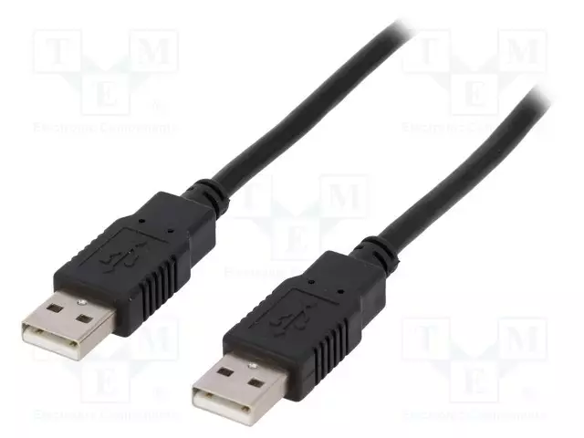 KAAPELI - USB 2.0 - USB A PISTOKE,MOLEMMIN PUOLIN - NIKKELÖITY - USB kaapelit ja adapterit - CAB-USB2AA1.8-BK - 1