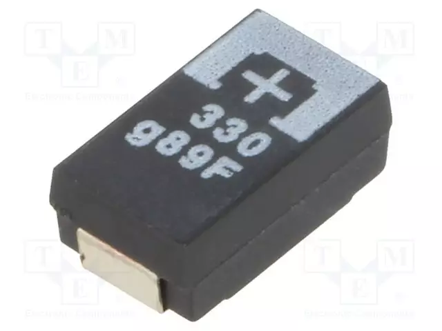 KONDENSAATTORI: TANTAALI-POLYMEERI-330UF - 4VDC - 3550MA - SMD - SMD-polymeerikondensaattorit - 4TPF330MFL-BULK - 1