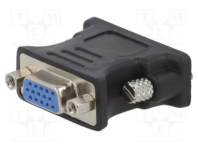 ADAPTERI - D-SUB 15PIN HD-PISTORASIA,DVI-I (24+5) PISTOKE - HDMI, DVI, DisplayPort johdot - A-DVI-VGA-BK - 1