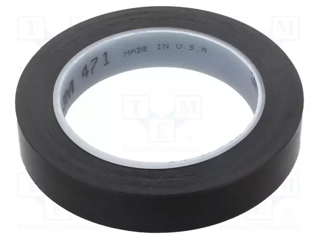 NAUHA: MERKITSEVÄ - MUSTA - L: W: 19MM - PAKS.: 0,13MM - 2,5N/CM - 130% - Varoitus- ja merkintäteipit - 3M-471-19-33BK - 1