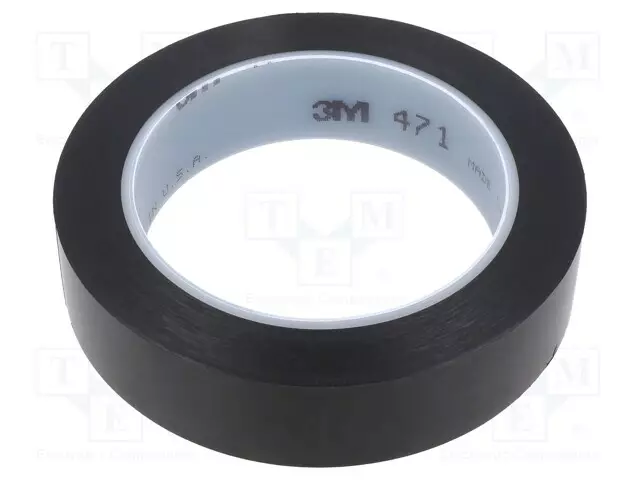 NAUHA: MERKITSEVÄ - MUSTA - L: W: 25MM - PAKS.: 0,13MM - 2,5N/CM - 130% - Varoitus- ja merkintäteipit - 3M-471-25-33BK - 1