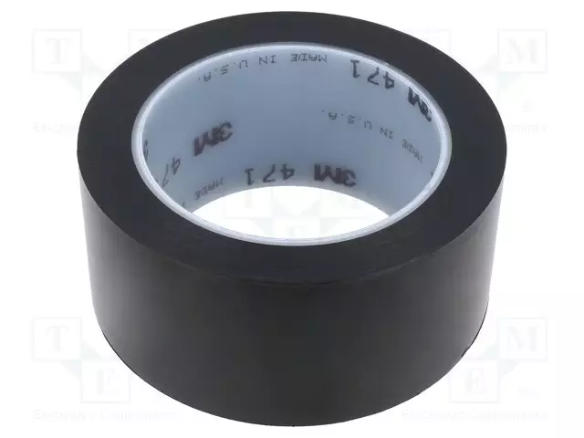 NAUHA: MERKITSEVÄ - MUSTA - L: W: 50MM - PAKS.: 0,13MM - 2,5N/CM - 130% - Varoitus- ja merkintäteipit - 3M-471-50-33BK - 1