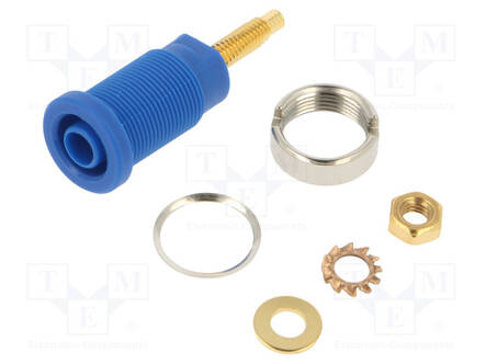 LABORATORY CONNECTOR: 4MM BANANA - SOCKET - 1KV - 32A - BLUE - ON PANEL - Banaanijatkoliittimet - SEB6446AU-BL - 1