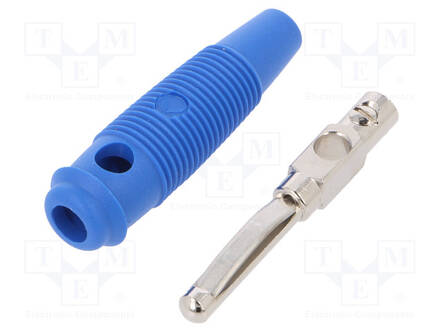 LABORATORY CONNECTOR: 4MM BANANA - PLUG - 16A - 60VDC - BLUE - 3MOHM - Banaaniliittimet 4mm - VQ20BL - 1