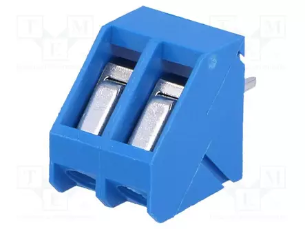 KYTKENTÄRIMA PIIRILEVYLLE - KULMA 45° - 5MM - NAVAT: 2 - PCB - 2,5MM2 - Riviliittimet piirilevylle - TB-5.0-K45-2BL - 1