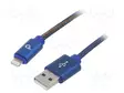 KAAPELI - CABLEXPERT - USB 2.0 - KULLATTU - 2M - SININEN - 480MBPS - USB kaapelit ja adapterit - CC-USB2J-AMLM-2BL - 1
