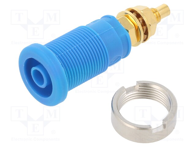LABORATORY CONNECTOR: 4MM BANANA - SOCKET - 1KVDC - 32A - BLUE - SCREW - Banaanijatkoliittimet - SEB2600G-BL - 1