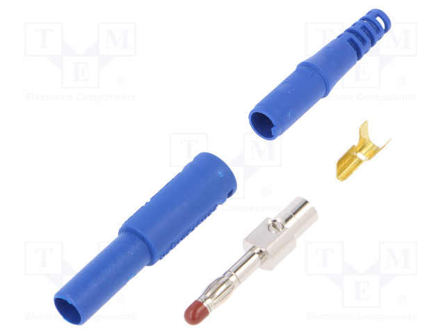 LABORATORY CONNECTOR: 4MM BANANA - PLUG - 32A - 1KVDC - BLUE - 2.5MM2 - Banaaniliittimet 4mm - SFK30SNIOK-BL - 1