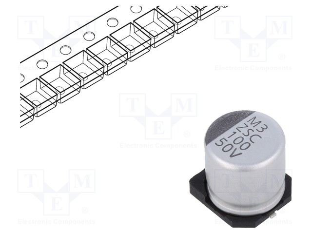 ELEKTROLYYTTIKONDENSAATTORI - LOW ESR - SMD - 100UF - Elektrolyyttikondensaattorit - vaaka - ZSC00AG1011HARL - 1