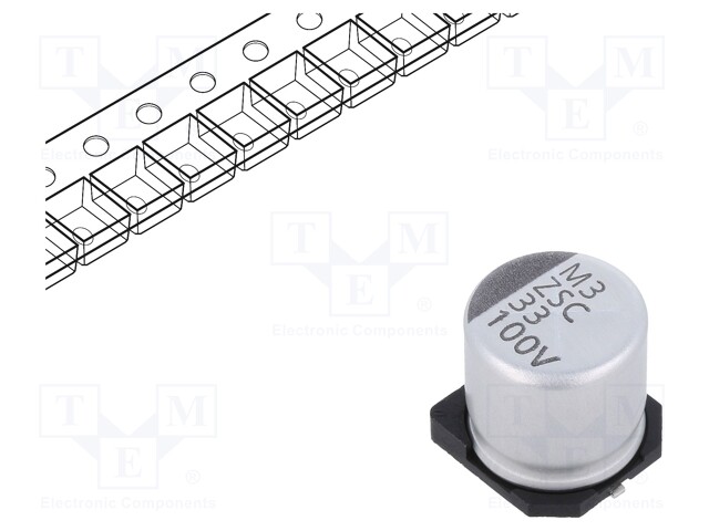 ELEKTROLYYTTIKONDENSAATTORI - LOW ESR - SMD - 33UF - Elektrolyyttikondensaattorit - vaaka - ZSC00AG3302AARL - 1
