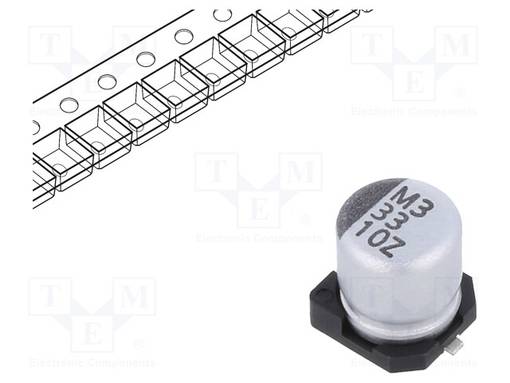 ELEKTROLYYTTIKONDENSAATTORI - LOW ESR - SMD - 33UF - Elektrolyyttikondensaattorit - vaaka - ZSC00AC3301AARL - 1
