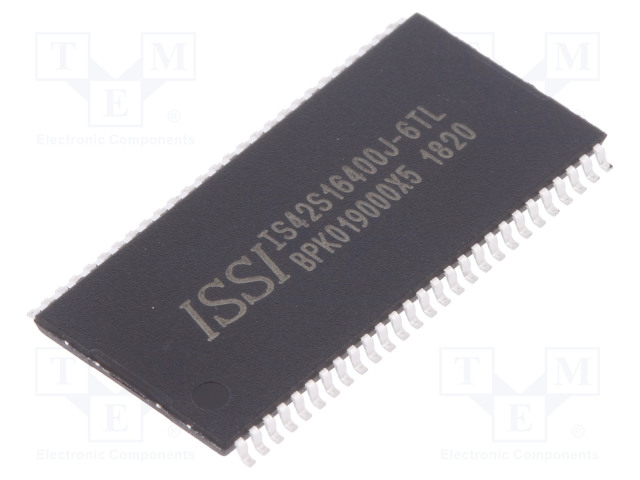 IC: DRAM MUISTI - 64MBDRAM - 4MX16BIT - 166MHZ - 6NS - TSOP54 II - 0÷70°C - DRAM muistit - mikropiirit - IS42S16400J-6TL - 1