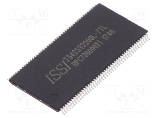 IC: DRAM MUISTI - 64MBDRAM - 512KX32BITX4 - 143MHZ - 7NS - TSOP86 II - DRAM muistit - mikropiirit - IS42S32200L-7TL - 1