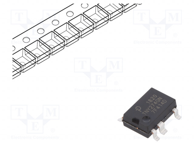 IC: PMIC - AC/DC SWITCHER,SMPS-OHJAIN - TULOJÄNNITE 85÷265V - SMD-8C - Jännitesäätimet - DC/DC piirit - TNY274GN-TL - 1