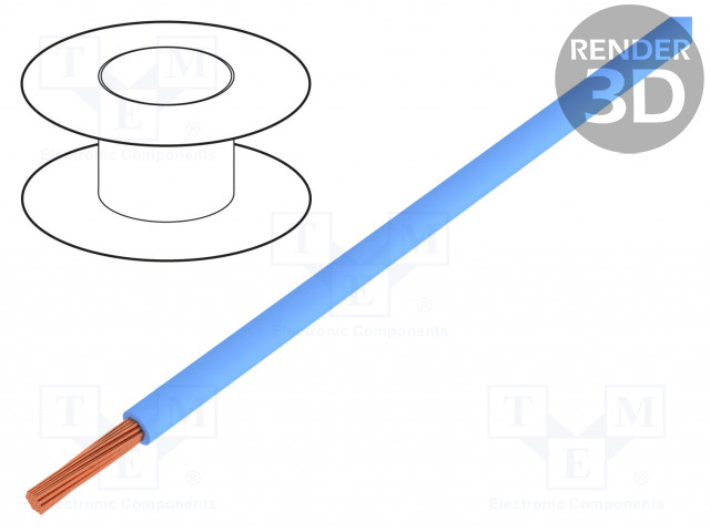JOHTO - H05V2-K - CU - 0,5MM2 - 22AWG - PVC - SININEN - 300V,500V - Yksisäikeiset asennuskaapelit - H05V2-K05BL - 1