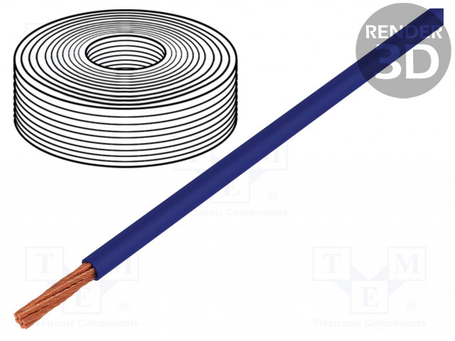 JOHTO - LIFY - 1X0,5MM2 - CU - PVC - SININEN - 300V,500V - -15÷80°C - Mittausjohdot - LIFY-0.50MM2-BL - 1