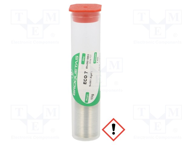 LYIJYTÖN TINA - SN96AG4 - 1MM - 10G - PULLO - 221°C - JUOKSUTE: SW26 - Juotostinat ja muut juotosaineet - ECO7-1010FL - 1