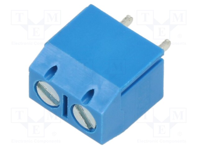 LIITIN: KYTKENTÄRIMA PIIRILEVYLLE - PURISTUS - 90° KULMA - PCB - Riviliittimet piirilevylle - XY306A-2P-5.0-BL - 1