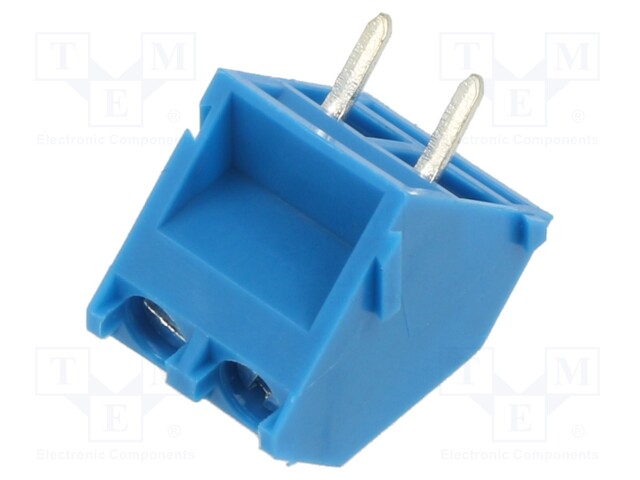 LIITIN: KYTKENTÄRIMA PIIRILEVYLLE - PURISTUS - 15A - 300V - PCB - TINATTU - Riviliittimet piirilevylle - XY104-2P-5.0-BL - 1