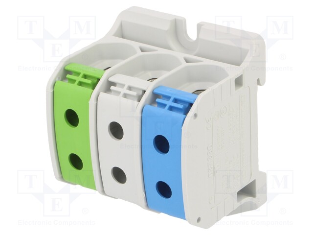 LIITIN: KISKO-50MM2 - NAVAT: 3 - PURISTIMET: 6 - RUUVI TERMINAALI - Kiskoliittimet - STB50-3XGR-GY-BL - 1
