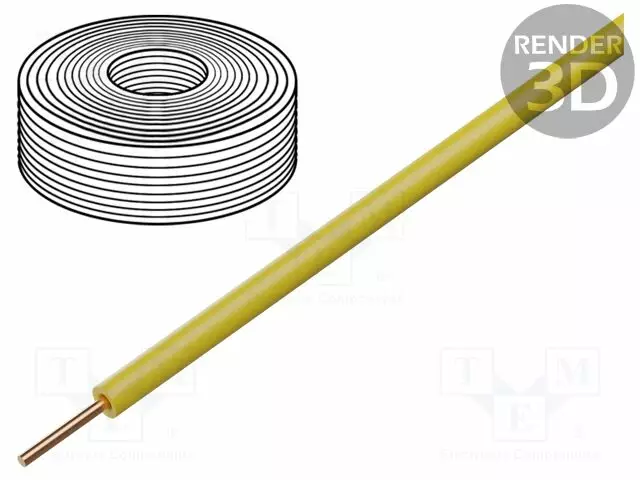 JOHTO - H05V-U - 0,75MM2 - RAUTACU - PVC - KELTAINEN - 300V,500V - Monisäikeiset asennuskaapelit - H05V-U-075-YL - 1