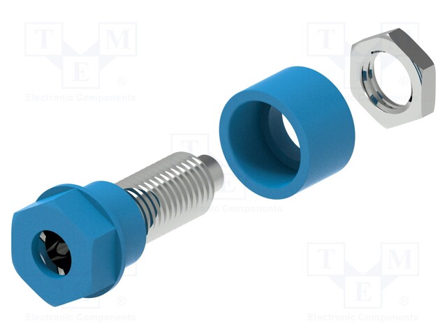 LABORATORY CONNECTOR: 4MM BANANA - SOCKET - 30VAC - 60VDC - 36A - BLUE - Banaanijatkoliittimet - PJP3230-C-BL - 1